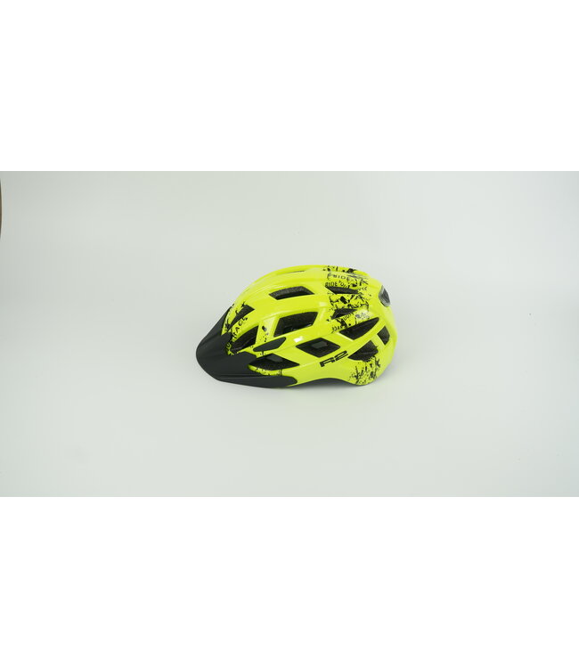 Kinderfietshelm met ledverlichting - Verstelbaar, stevig en comfortabel  - Maat S 52-55cm - Geel