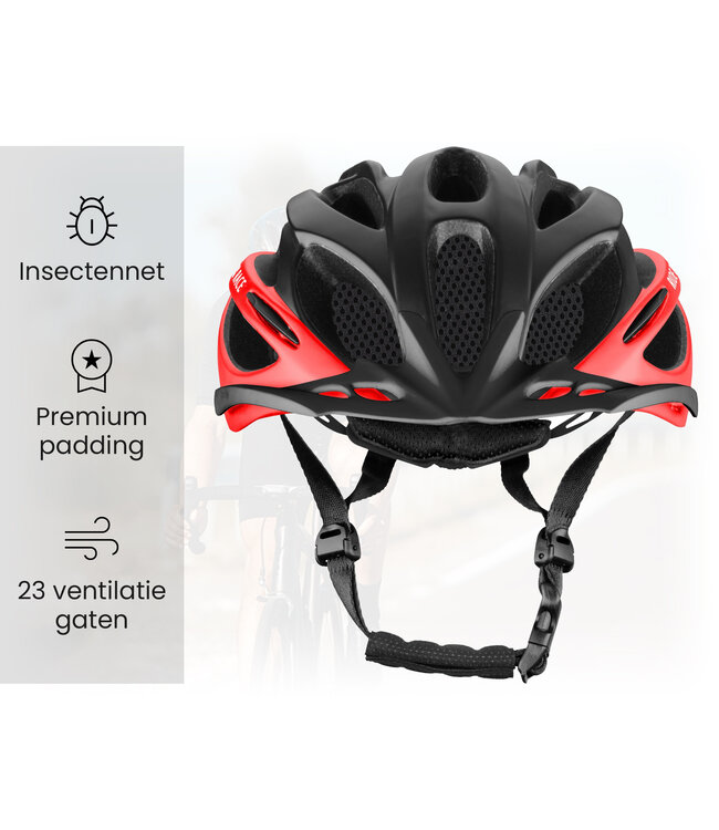 Rood/Zwarte Pro-Tec Lichtgewicht Heren Racefiets helm voor Wielrenners (230g) - Verstelbaar
