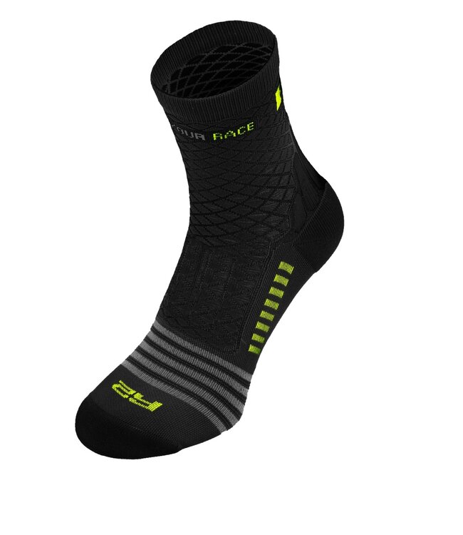 Mission Ademende Fietssokken Met Extra Ondersteuning Geel/Zwart