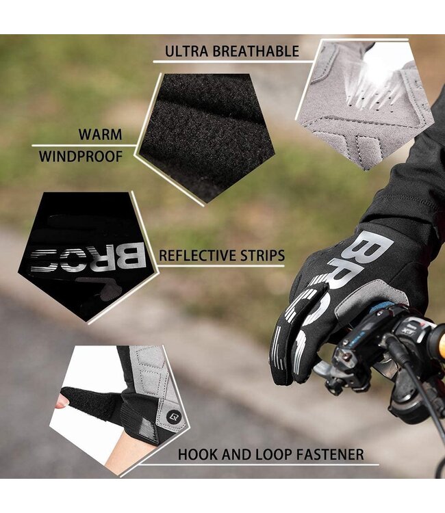 ROCKBROS - Comfortabele Winter Handschoenen - Met touchscreen - Windafstotend - Touchscreen - Voor het wandelenen- Voor fietshandschoenen Grijs