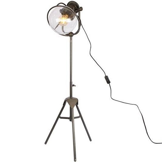 Van Manen Metalen vloerlamp met een glazenbol op een statief