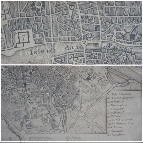 Kolony Stadskaart van de stad Parijs op canvas