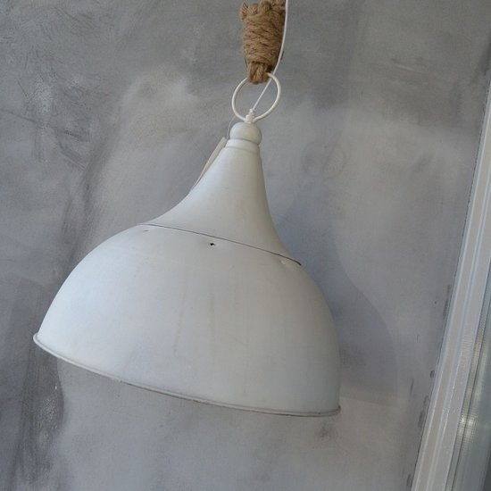 Landelijke hanglamp wit met touw
