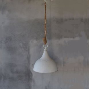 Landelijke hanglamp wit met touw