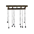By Mooss Stoere hanglamp met 10 ijzeren lampjes aan een houten (trap/ladder) frame