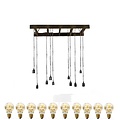By Mooss Stoere hanglamp met 10 ijzeren lampjes aan een houten (trap/ladder) frame