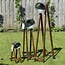 By Mooss Industriële vloerlamp met naturel old finish kap en houten onderstel.