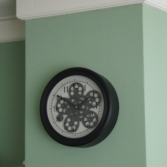 Kolony Klok met tandwielen zwart 34cm