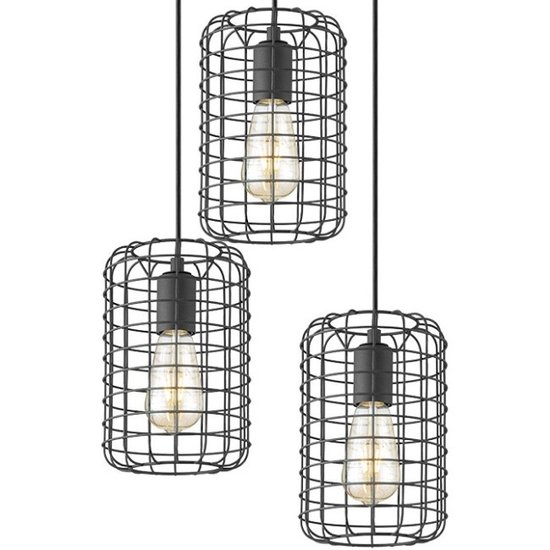 home sweet home Zwarte hanglamp draadlamp, model Netting  3 lichts
