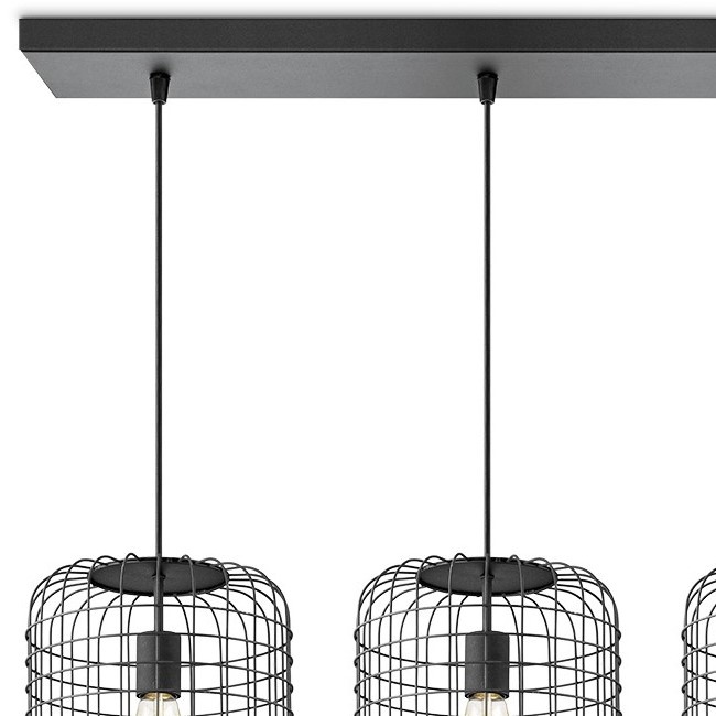 Pool knop tempo Zwarte hanglamp draadlamp, model Netting 3 lichts recht | Rimisa sfeer en  decoratie