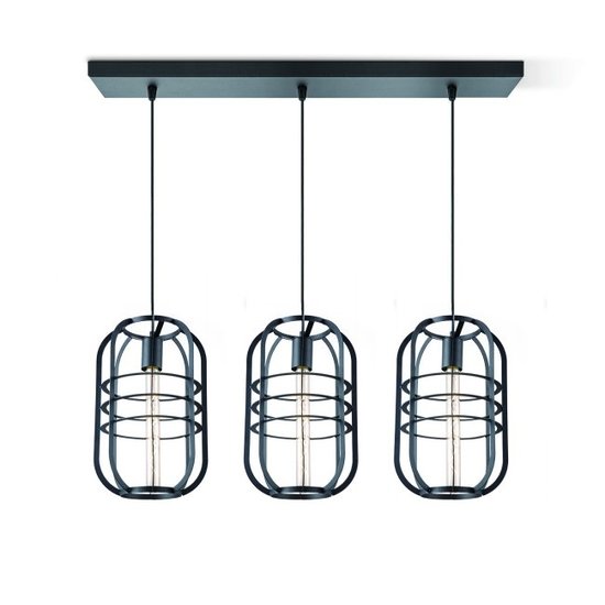 home sweet home Draadlamp | kooilamp serie Nero 3 lichts hanglamp