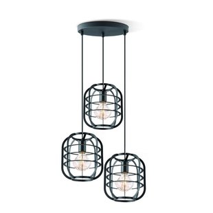 Draadlamp | kooilamp serie Nero 3 lichts hanglamp  rond