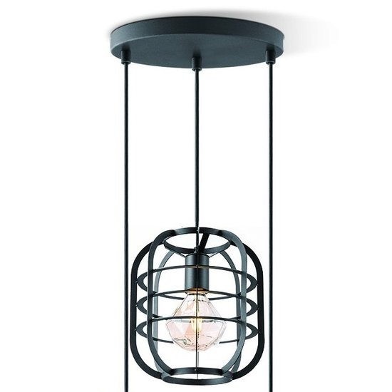 home sweet home Draadlamp | kooilamp serie Nero 3 lichts hanglamp  rond