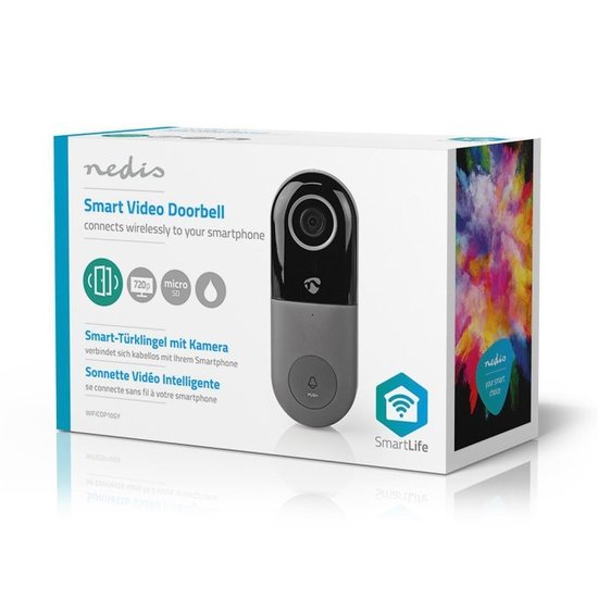Nedis Wi-Fi Smart Videodeurbel | Bediening via App | microSD-Sleuf | HD 720p