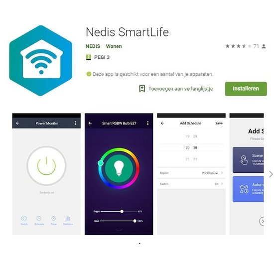 Nedis Wi-Fi Smart LED-Lamp | E27 | 125 mm | 5 W | 500 lm | Opaal