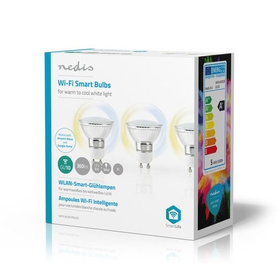 Nedis Wi-Fi Smart LED-Lamp | Warm tot Koel Wit | GU10 | 3-Pack