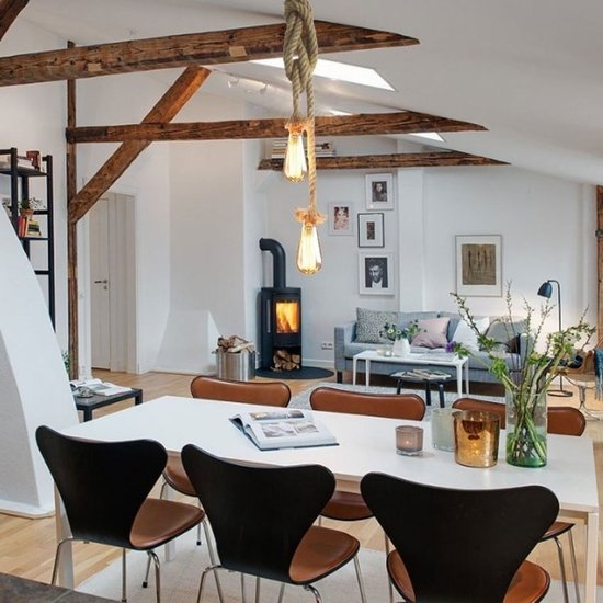 FlinQ  dubbele Touwlamp met 2 led bulb's