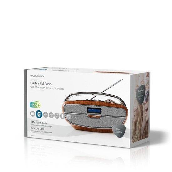 Nedis FM-radio | 60 W | Bluetooth® | Bruin / Zilver