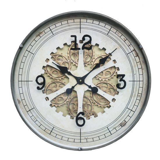 Van Manen Radarklok XL met draaiende tandwielen