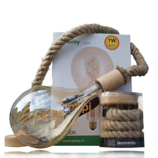 Bailey  Touwlamp met XXL led lamp 1 Watt dimbaar