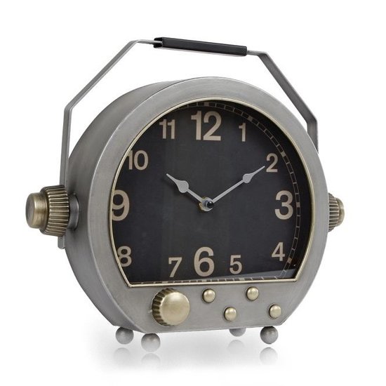 VM Collectie Klok "Radio" oud zilver metaal