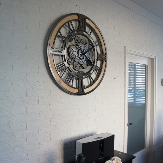 Goods Stijlvolle radarklok met ingelegd hout