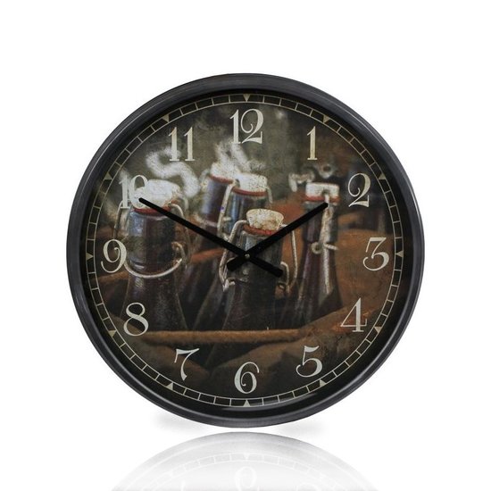 Van Manen Mancave klok Bottles in crate Ø  51cm