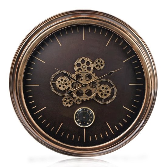 Rimisa klok Tandwiel klok Budapest goud Ø58,5cm met thermometer