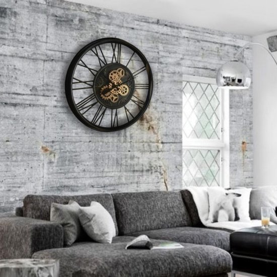 VM Collectie Radarklok Olaf  oud zwart metaal Ø86cm