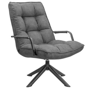 Draaifauteuil met arm grijs met microvezelstof