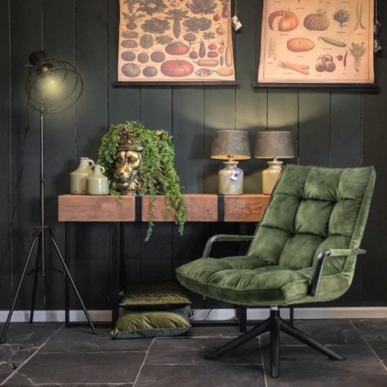 HomeBound by KY Draaifauteuil met arm velours 29 green
