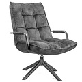HomeBound by KY Draaifauteuil met arm velours 10 dark grey