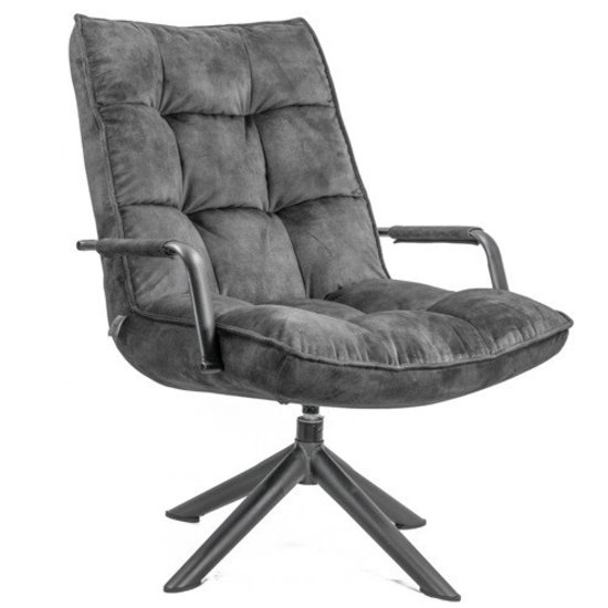 HomeBound by KY Draaifauteuil met arm velours 10 dark grey