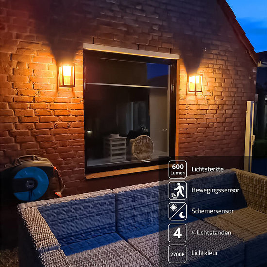 Solar Power Solar buitenwandlamp met sensors en 4 lichtstanden tot max. 600 lumen