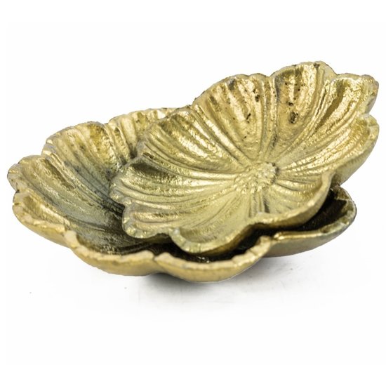 HomeBound Goudkleurig schaaltje met bloemmotief Ø 12cm