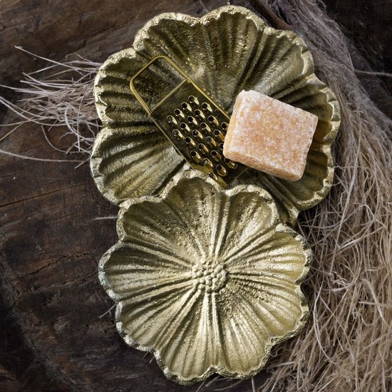 HomeBound Goudkleurig schaaltje met bloemmotief Ø 12cm