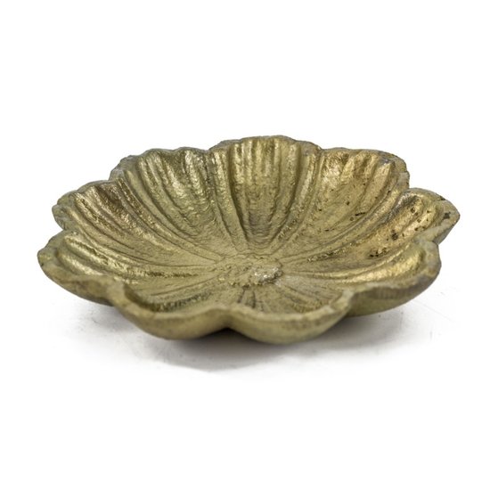 HomeBound Goudkleurig schaaltje met bloemmotief Ø 12cm