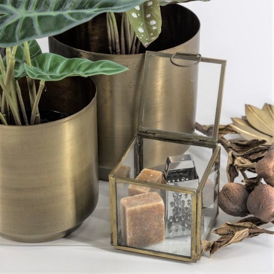 HomeBound Glazen doosje met deksel goudkleur