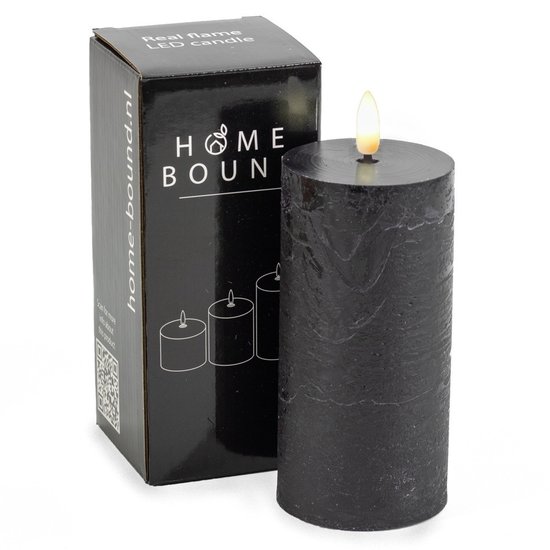 HomeBound Rustieke led stompkaars 7,5x15cm zwart