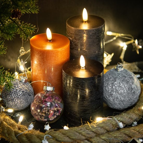 HomeBound Rustieke Led stompkaars 7,5x15cm forest