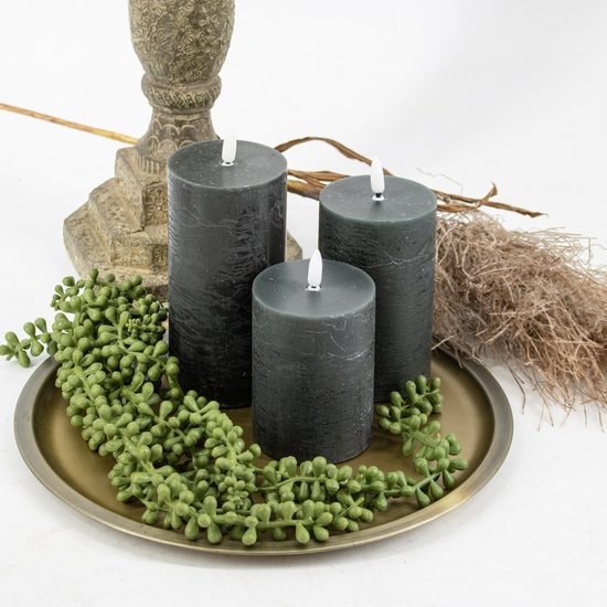 HomeBound Rustieke Led stompkaars 7,5x12,5cm forest