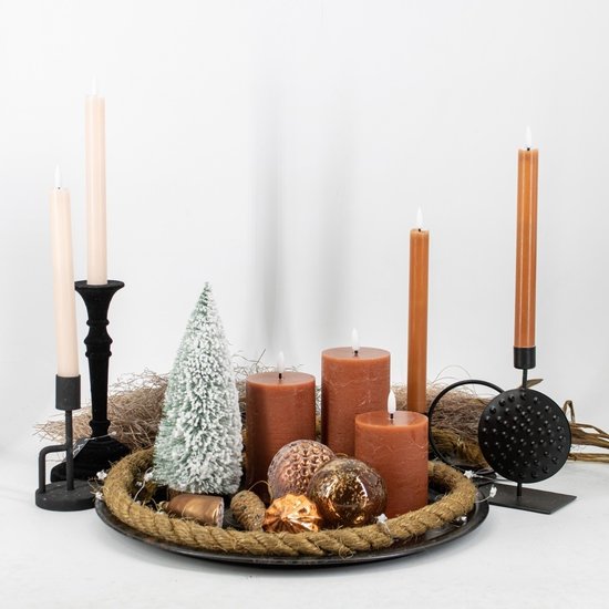 HomeBound Rustieke LED stompkaars 7,5x15cm roest