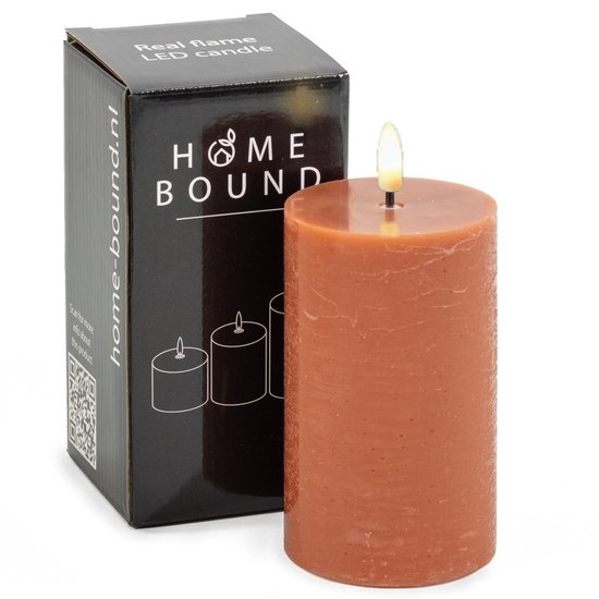 HomeBound Rustieke LED stompkaars 7,5x12,5cm roest