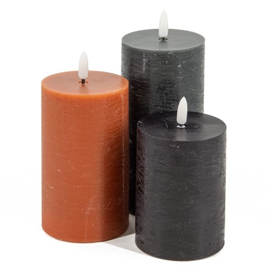HomeBound Rustieke LED stompkaars 7,5x12,5cm roest
