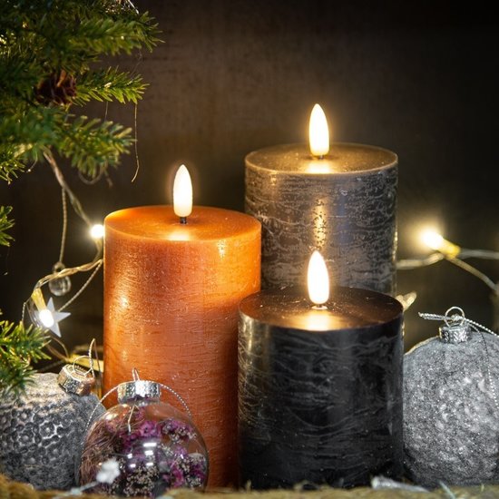 HomeBound Rustieke LED stompkaars 7,5x12,5cm roest