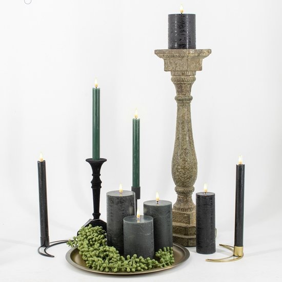 HomeBound Led kaars zwart 24 cm hoog 2 stuks