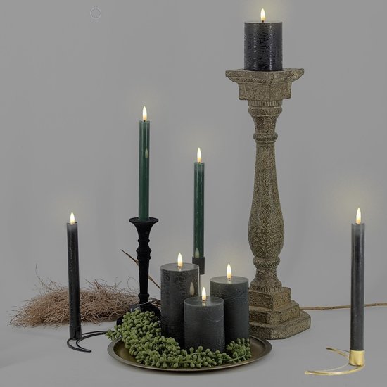 HomeBound Led kaars zwart 24 cm hoog 2 stuks