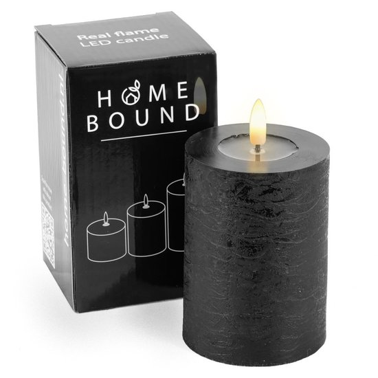 HomeBound Led kaars zwart 7,5 x 10cm met gesmolten wax