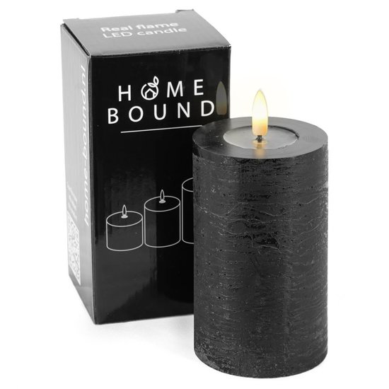 HomeBound Rustieke zwarte led kaars  7,5 x 12,5cm met wax bad