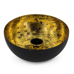 Kaarsenstandaard zwart met goud Ø12,5cm